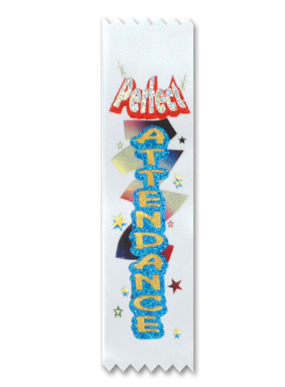 Beistle Pack of 30 White Perfect Attendance School Achievement Award Prize Ribbons 6.25"